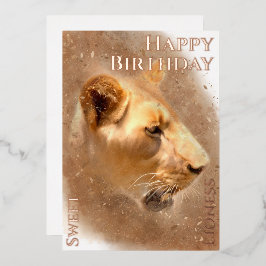 Happy Birthday Sweet Lioness Foil Folien Feiertagskarte