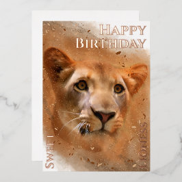 Happy Birthday Sweet Lioness Folien Feiertagskarte