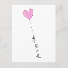 Happy Birthday - Sweet Pink Heart Shaped Balloon Postkarte