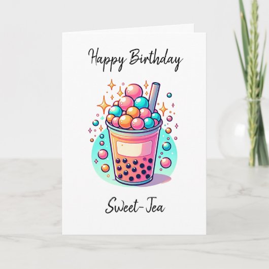 Happy Birthday Sweet-Tee | Boba Pun Karte (Vorderseite)