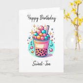 Happy Birthday Sweet-Tee | Boba Pun Karte (Gelbe Blume)