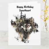 Happy Birthday Sweetheart Blank Wolf, Wolves art Karte (Gelbe Blume)