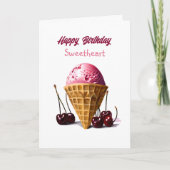 Happy Birthday Sweetheart | Eiscreme Karte (Vorderseite)