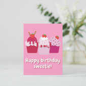 Happy Birthday Sweetie Niedlich Strawberry Shortca Postkarte (Stehend Vorderseite)