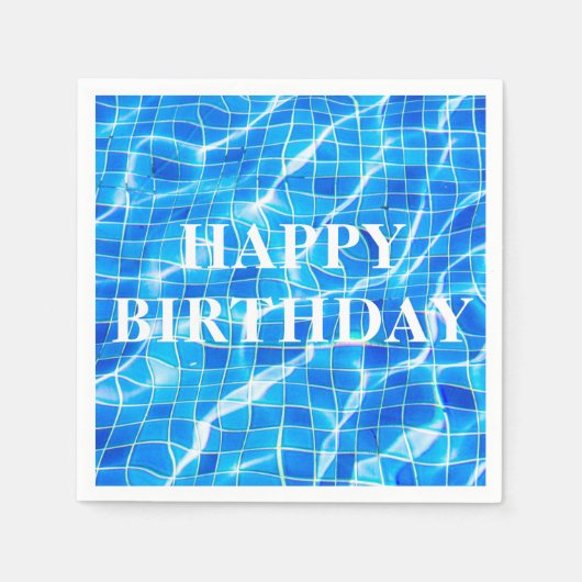 Happy Birthday Swimming Blue Pool Aquatic Serviette (Vorderseite)