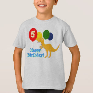 Happy Birthday T-Rex 5 Years Balloons T - Shirt