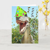 Happy Birthday T-Rex Dinosaur Karte (Gelbe Blume)