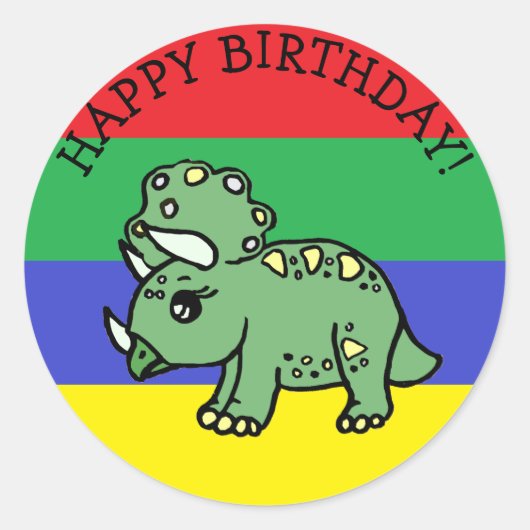 Happy Birthday T-Rex Dinosaur Runder Aufkleber (Vorderseite)