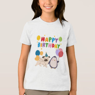 Happy Birthday T-Shirt für Kinder - süßes Design v Tri-Blend Shirt