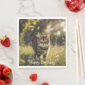 Happy Birthday Tabby Cat Serviette (Beispiel)