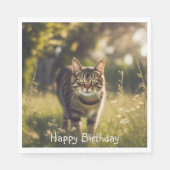 Happy Birthday Tabby Cat Serviette (Vorderseite)
