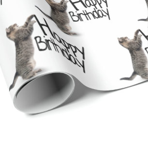 Happy Birthday Tabby Cat Spaß Geschenkpapier