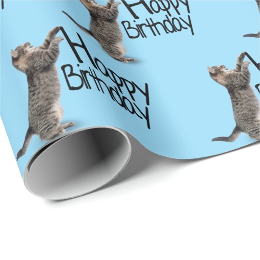 Happy Birthday Tabby Cat Spaß Geschenkpapier (Rolleneckpunkt)