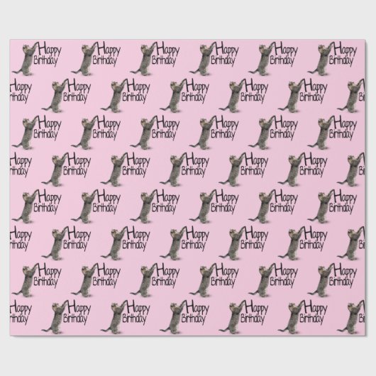 Happy Birthday Tabby Cat Spaß Geschenkpapier (Flach)