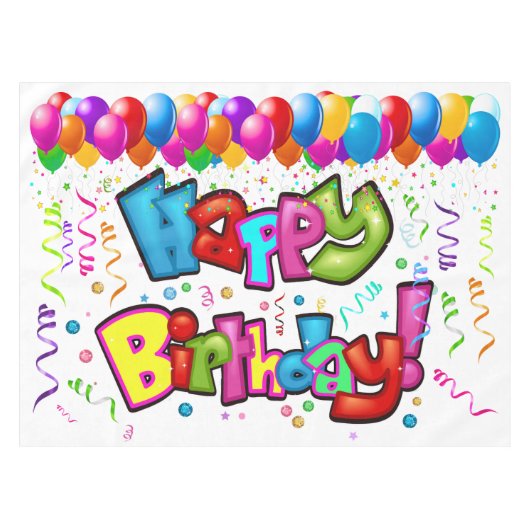Happy Birthday Tablecloth Banner Tischdecke (Vorderseite (Horizontal))