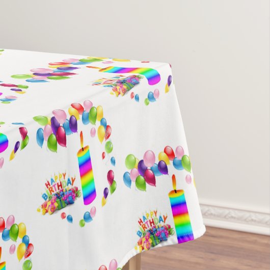 Happy Birthday Tablecloth Candles Balloons Tischdecke (Beispiel)
