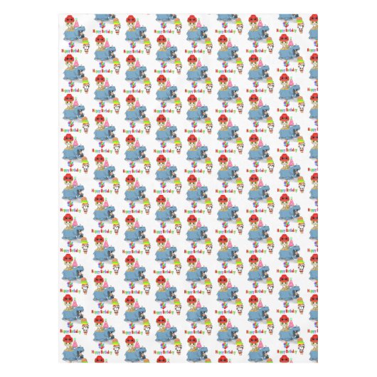 Happy Birthday Tablecloth Hippopotamus Tischdecke (Vorderseite)