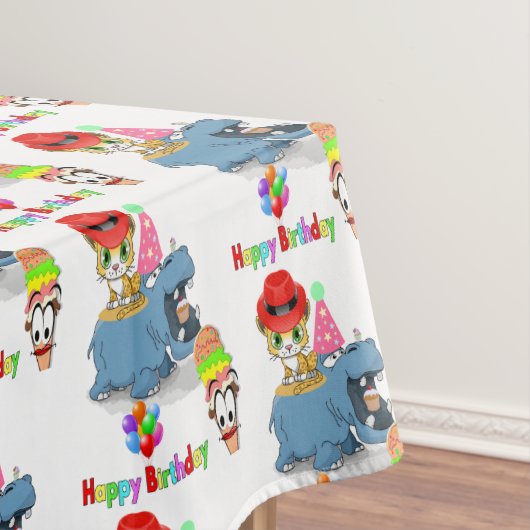 Happy Birthday Tablecloth Hippopotamus Tischdecke (Beispiel)