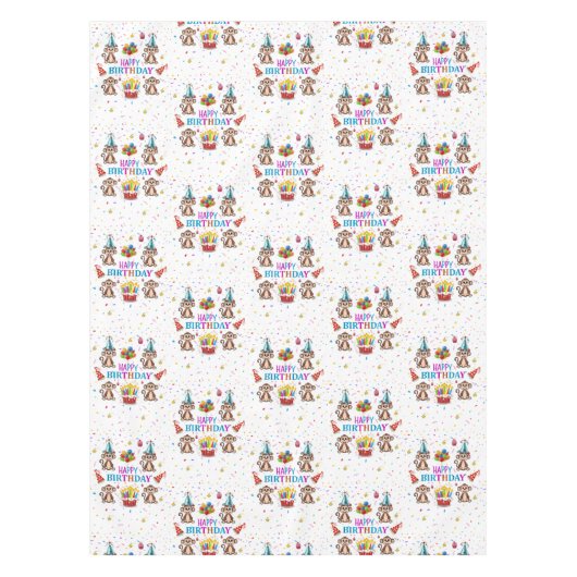 Happy Birthday Tablecloth Monkey Confetti Cupcake  Tischdecke (Vorderseite)