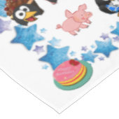 Happy Birthday Tablecloth Penguin Pink Schweine Tischdecke (Schrägansicht)