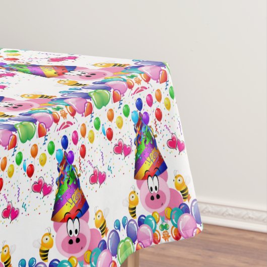 Happy Birthday Tablecloth Pink Pigs Bumblebe Tischdecke (Beispiel)