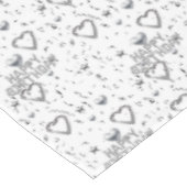 Happy Birthday Tablecloth Silver Hearts Tischdecke (Schrägansicht)
