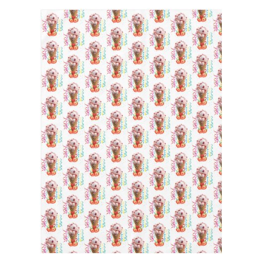 Happy Birthday Tablecloth Strawberry Ice Creme Tischdecke (Vorderseite)