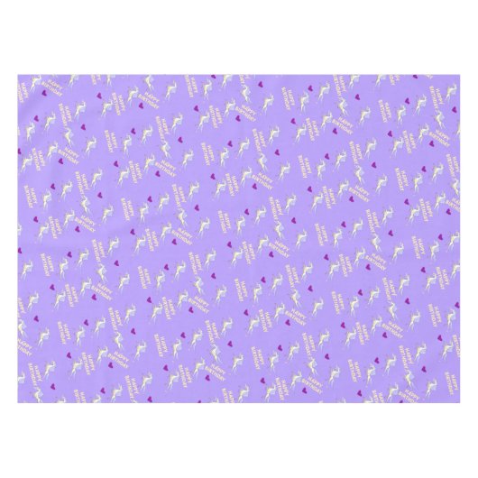 Happy Birthday Tablecloth Unicorn Lila Tischdecke (Vorderseite (Horizontal))