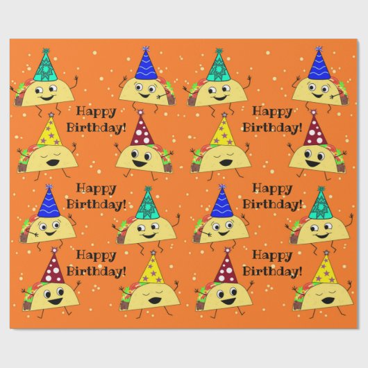 Happy Birthday Taco Wrapping Paper Geschenkpapier (Flach)
