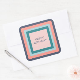 Happy Birthday Tags, Beachy Color Palette Quadrate Quadratischer Aufkleber