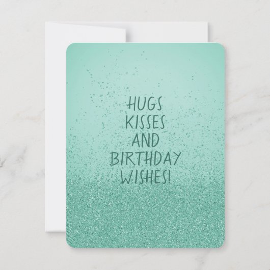 Happy Birthday Tall Cat Aquamarin Green Glitzern Mitteilungskarte (Rückseite)