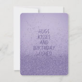 Happy Birthday Tall Cat Lila Glitzern Mitteilungskarte (Rückseite)