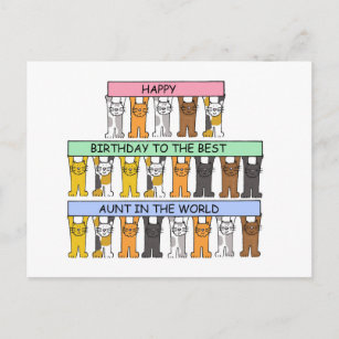 Happy Birthday Tante Cartoon Cats Postkarte
