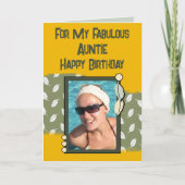 Happy Birthday tanttie Foto grün gelb Karte (Vorderseite)