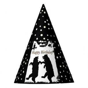 Happy Birthday tanzen Black Bars White Polka Dot Partyhütchen