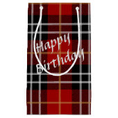 Happy Birthday Tartan Kariert Kleine Geschenktüte (Vorderseite)