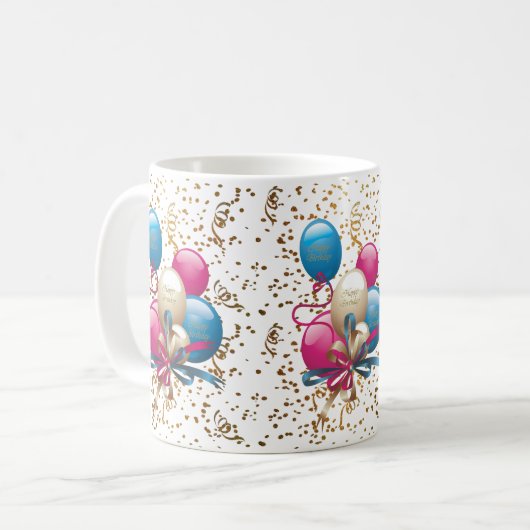 Happy Birthday Tasse Balloons (Vorderseite Links)