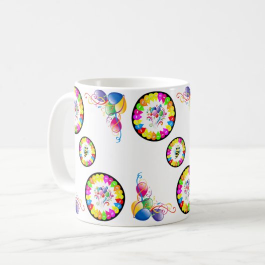 Happy Birthday Tasse Balloons (Vorderseite Links)