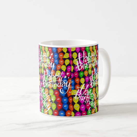 Happy Birthday Tasse Balloons (VorderseiteRechts)