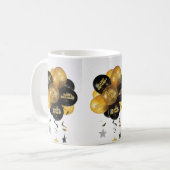 Happy Birthday Tasse Black Gold Balloons (Vorderseite Links)