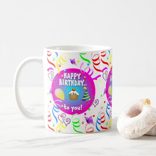 Happy Birthday Tasse Confetti (Mit Donut)