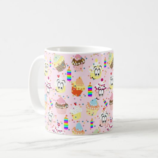 Happy Birthday Tasse Cupcake (Vorderseite Links)