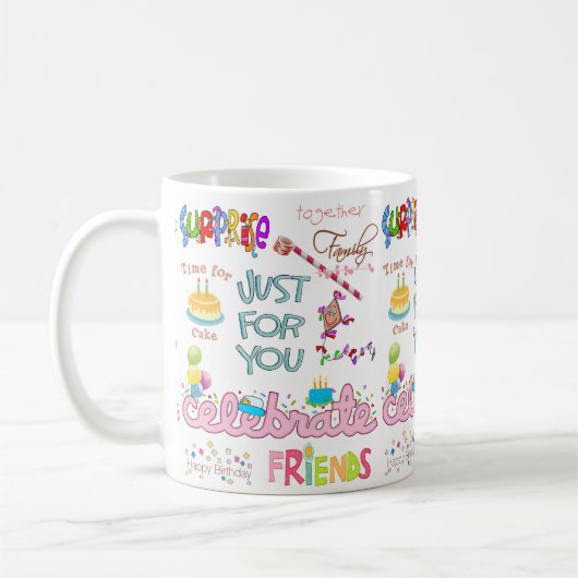 Happy Birthday Tasse Freunde Familienüberraschung (Links)
