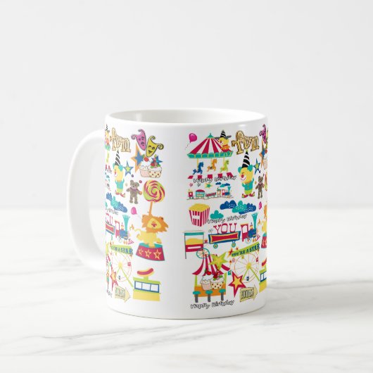 Happy Birthday Tasse Karneval Circus (Vorderseite Links)