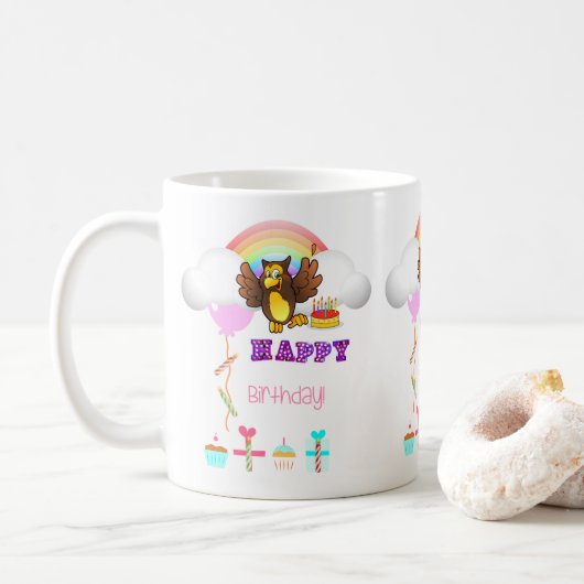 Happy Birthday Tasse Owl (Mit Donut)