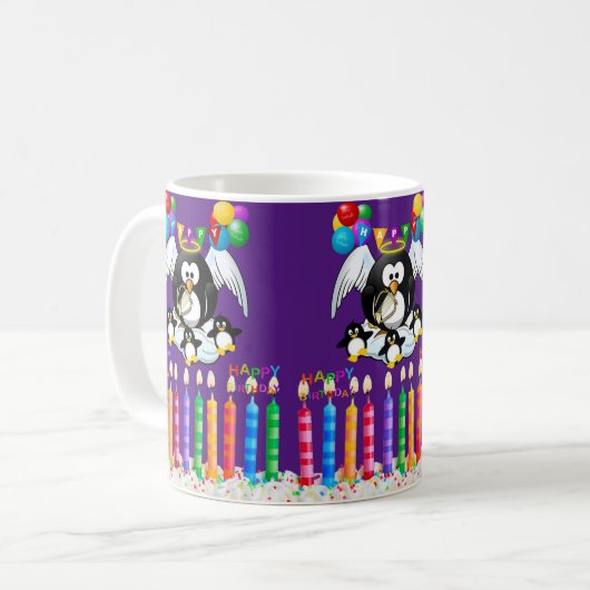 Happy Birthday Tasse Penguin (Vorderseite Links)