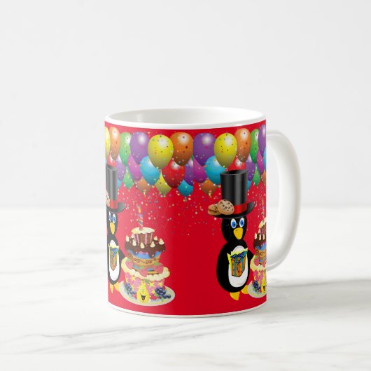 Happy Birthday Tasse Penguin (VorderseiteRechts)