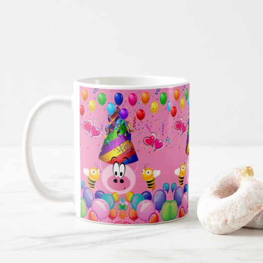 Happy Birthday Tasse Pink Pig Hummel (Mit Donut)