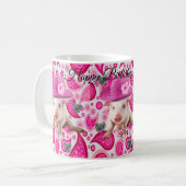 Happy Birthday Tasse Pink Pig Paisley (Vorderseite Links)