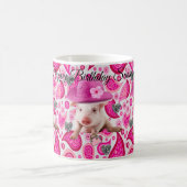 Happy Birthday Tasse Pink Pig Paisley (Mittel)